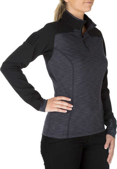 5.11 Women's Tactical Rapid Half-Zip Pullover Jacket in Black with quarter zip